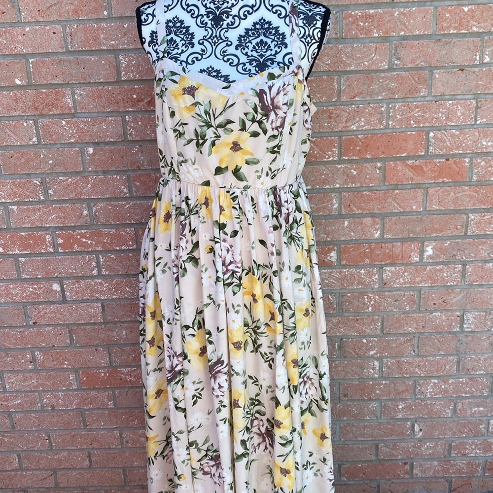 Yellow and Cream Floral Dress